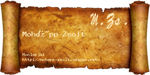Mohápp Zsolt névjegykártya